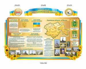 Стенд з символами України і школи